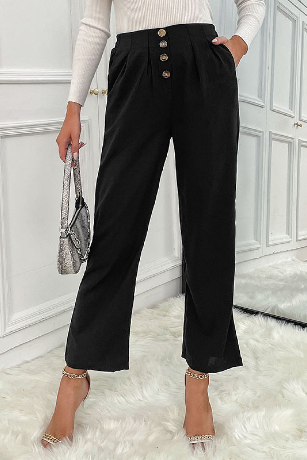 CENTER SEAM WIDE LEG PANTS